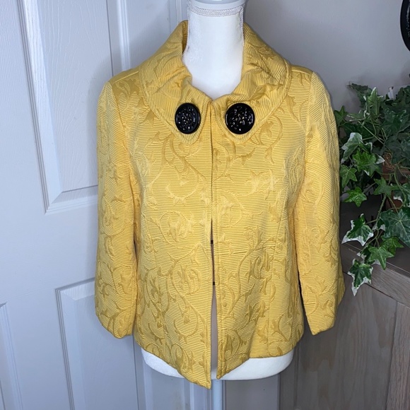 Trenz By Theresa Renz Vintage Mob Wife Yellow Textured Jacket/Blazer Size M - Picture 2 of 10